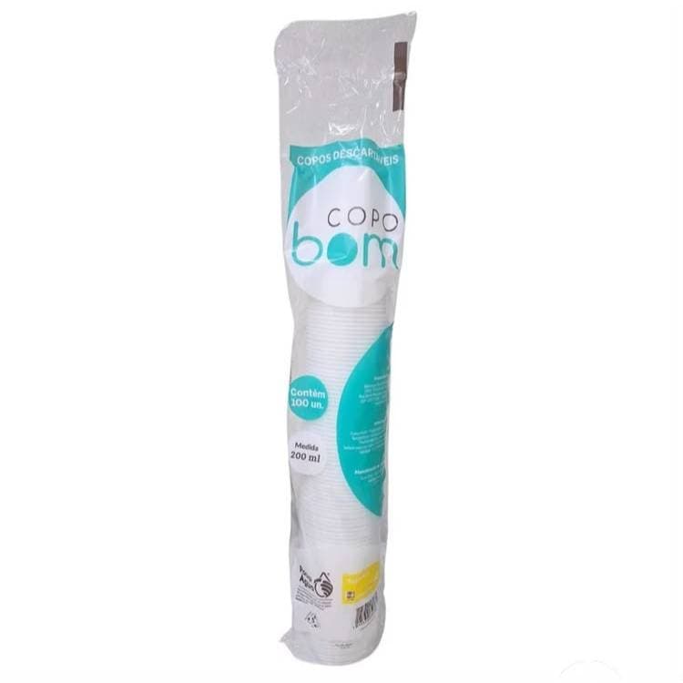 Copo Descartável Copobom 200ml – Pacote com 100, 200 ou 300 Unidades | Ideal para Água, Refrigerante, Suco e Festas