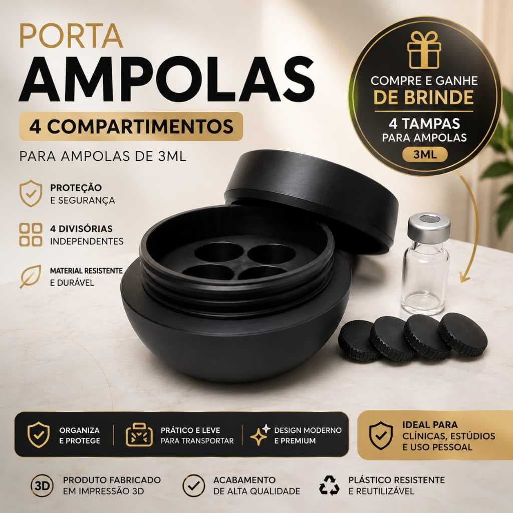 Organizador de Ampolas e Frascos de 3ML + 4 Tampas - Perfeito para guardar na geladeira