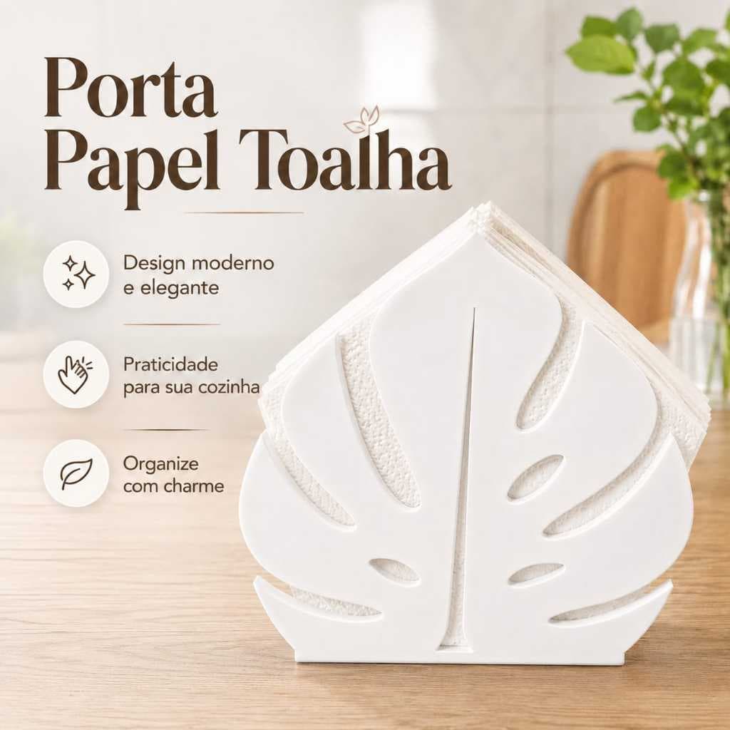 Porta Papel Toalha Folha Costela de Adão | Suporte para Guardanapos Decorativo Moderno