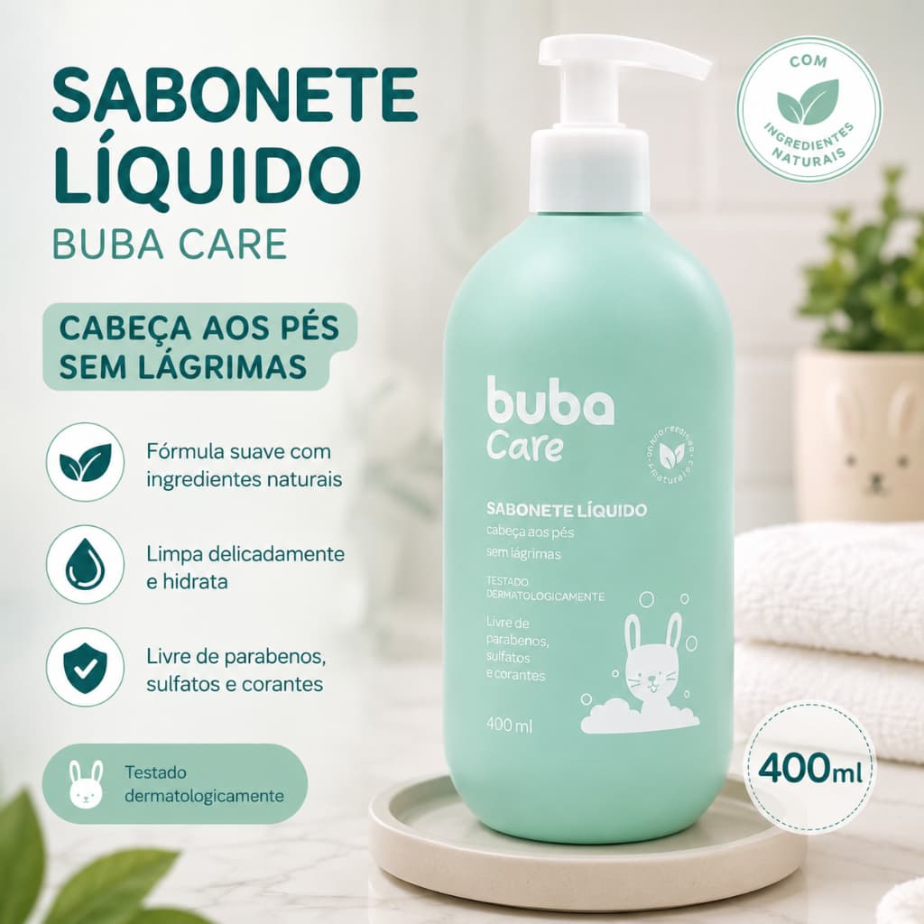 Sabonete Líquido Infantil Buba 400 ml – Cuidado Completo para a Pele