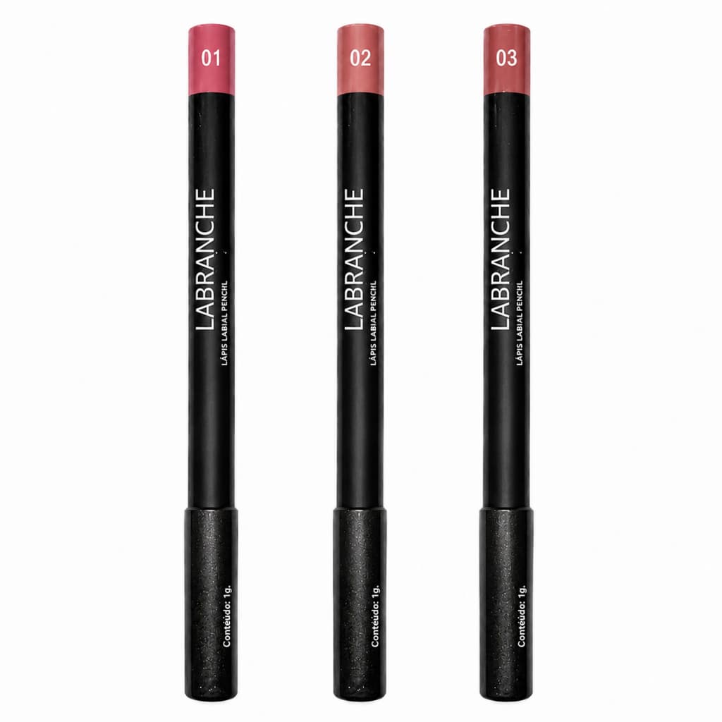 Kit 3 Lápis Contorno Labial Labranche Alta Pigmentação Longa Duração Macio Traço Preciso Não Borra
