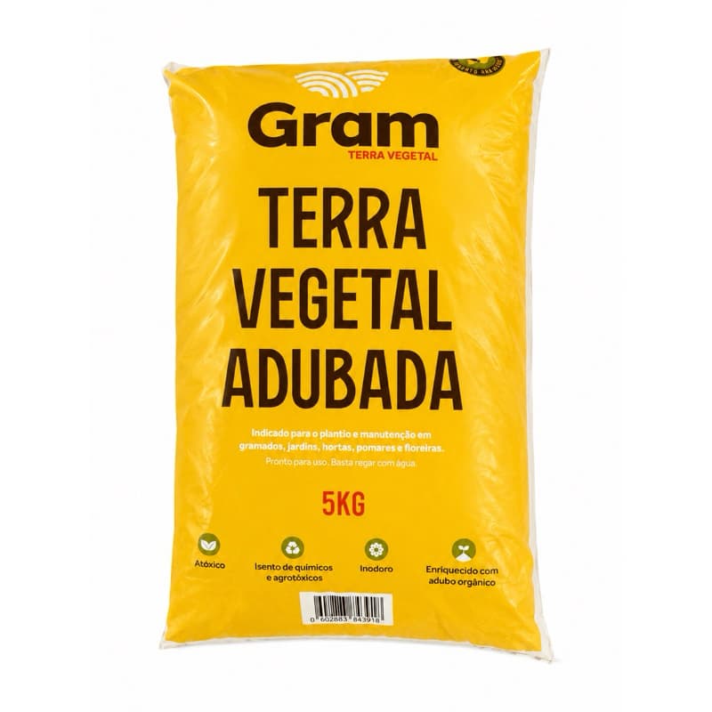 Terra Adubada Fertilizante Vegetal 100% Natural para Hortas, Jardins e Vasos | Pronto para Uso