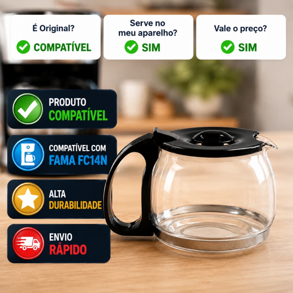 Jarra Cafeteira Fama FC14N Compatível | Vidro Forte e Resistente
