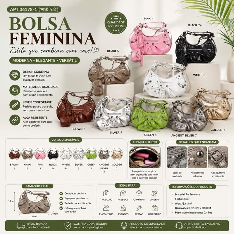 BOLSA FEMININA VINTAGE 06178