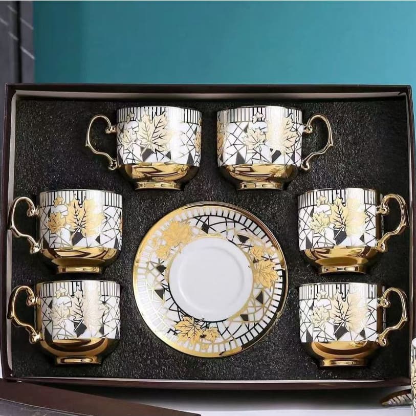 Xícara de café / chá 80~90 mL - kit com 6 conjuntos (12 peças) em porcelana