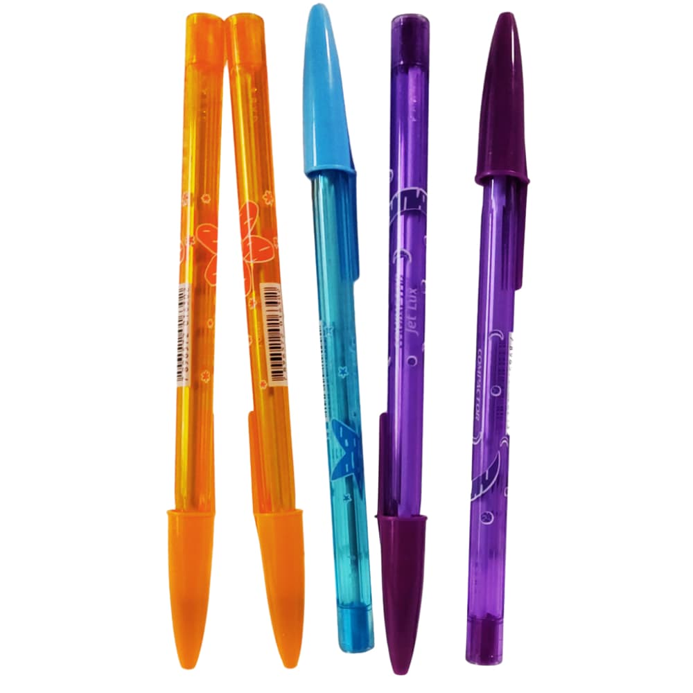 Caneta Coloridas - Kit com 5 Canetas Esferográfica Jet Lux 1.0mm Compactor