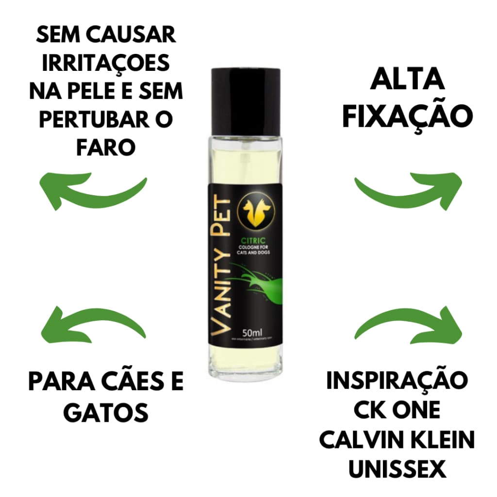Perfume Vanity Citric 50ml Para Cães e Gatos Banho e Tosa