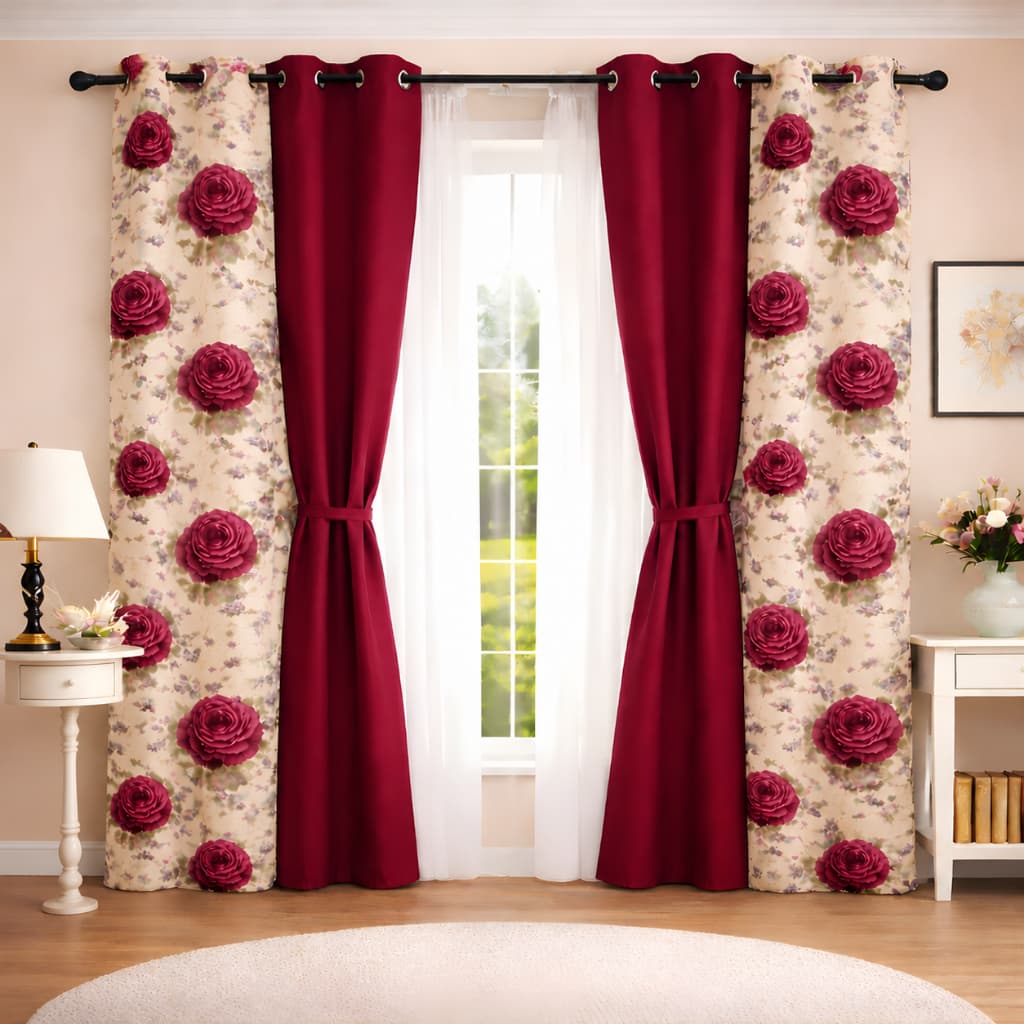 Cortina De Sala Amora Estampada 2,00x1,70 Tecido Leve Decorativo Linha Premium Envio Rápido