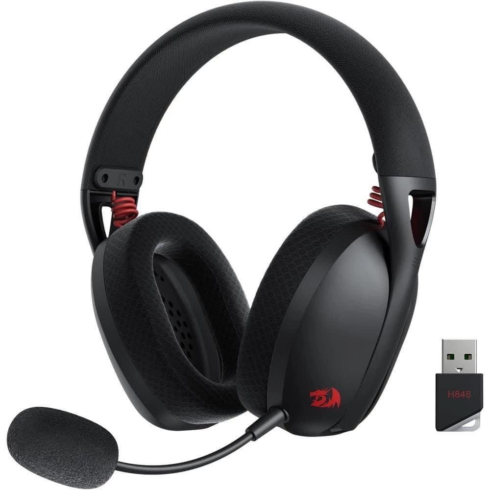 Headset Fone Sem Fio Redragon IRE PRO H848 Estéreo Microfone Removível Redução Ruído WiFi 2.4GHz USB