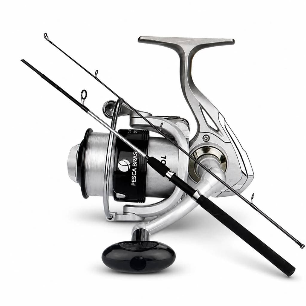 Kit Completo de Pesca Molinete 4000 e Vara 1.65m 2 Partes Profissional Pesca Media Pesada