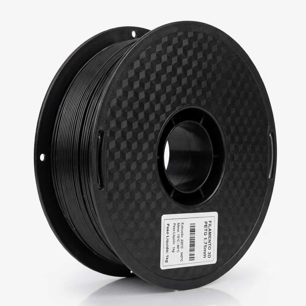 Filamento PETG Preto Para Impressora 3D 1kg 1.75mm Alta Resistência