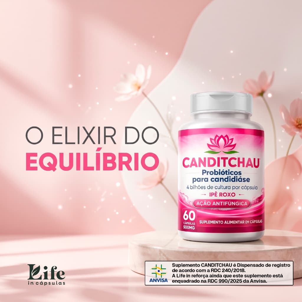 Canditchau Suplemento Alimentar Probiótico Feminino 60 Caps por Pote Vitaminas C, E e Zinco Selênio