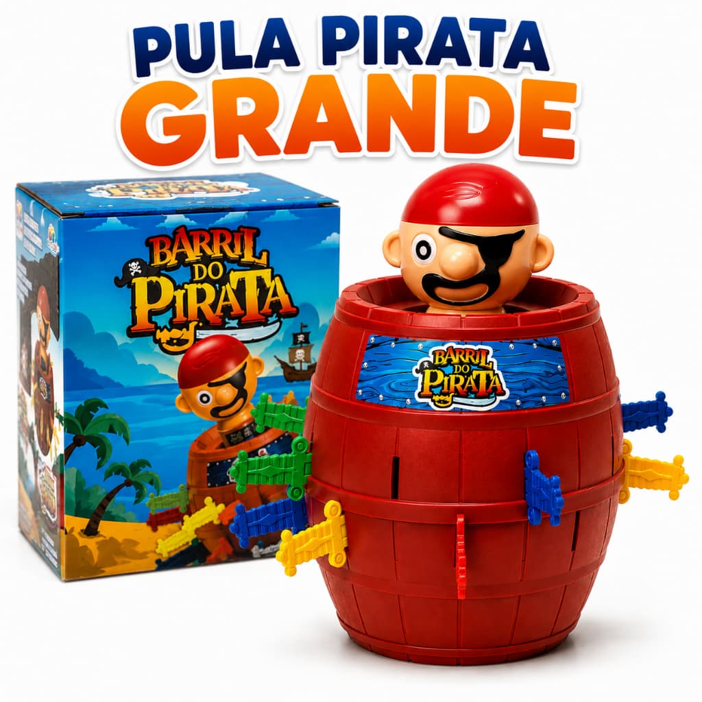 Jogo Pula Pirata Barril Grande 16 Adagas Brinquedo Infantil Interativo Divertido Presente Crianças