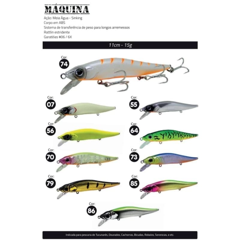 Isca Artificial Yara Máquina 11cm 15g Floating | Alta Performance para Tucunaré, Traíra, Robalo e Dourado