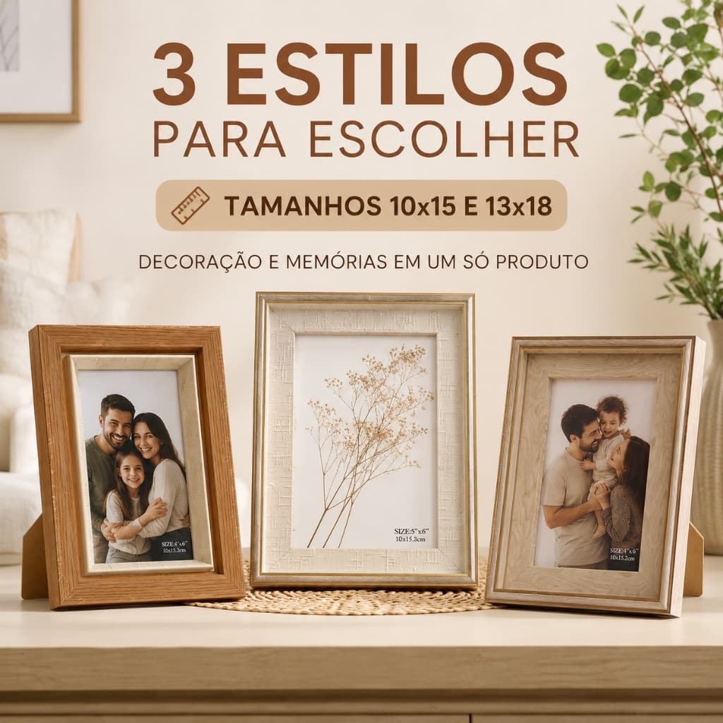 Porta Retrato Moldura para Foto Porta Retrato 10x15 de Mesa Decorativo para Sala e Quarto
