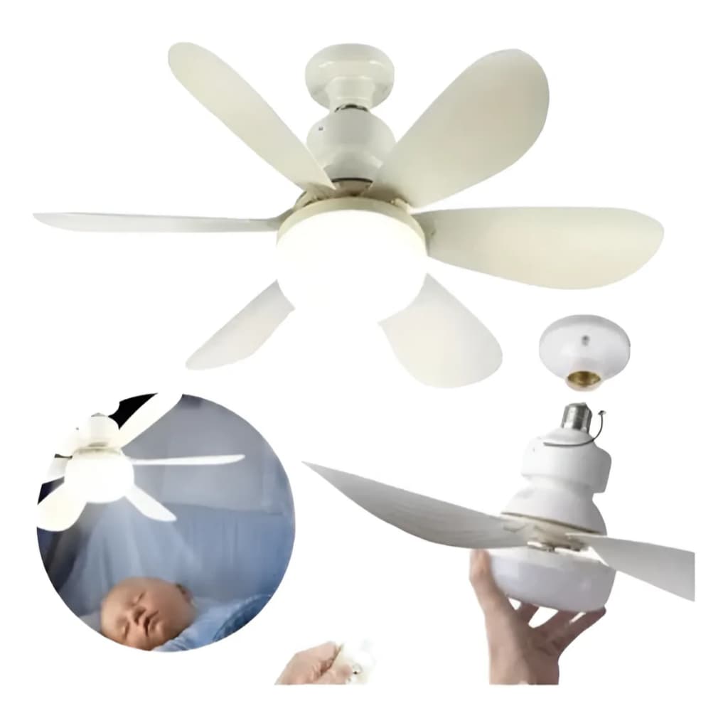 Ventilador Teto Lampada Bocal E27 40w Silencioso Bivolt