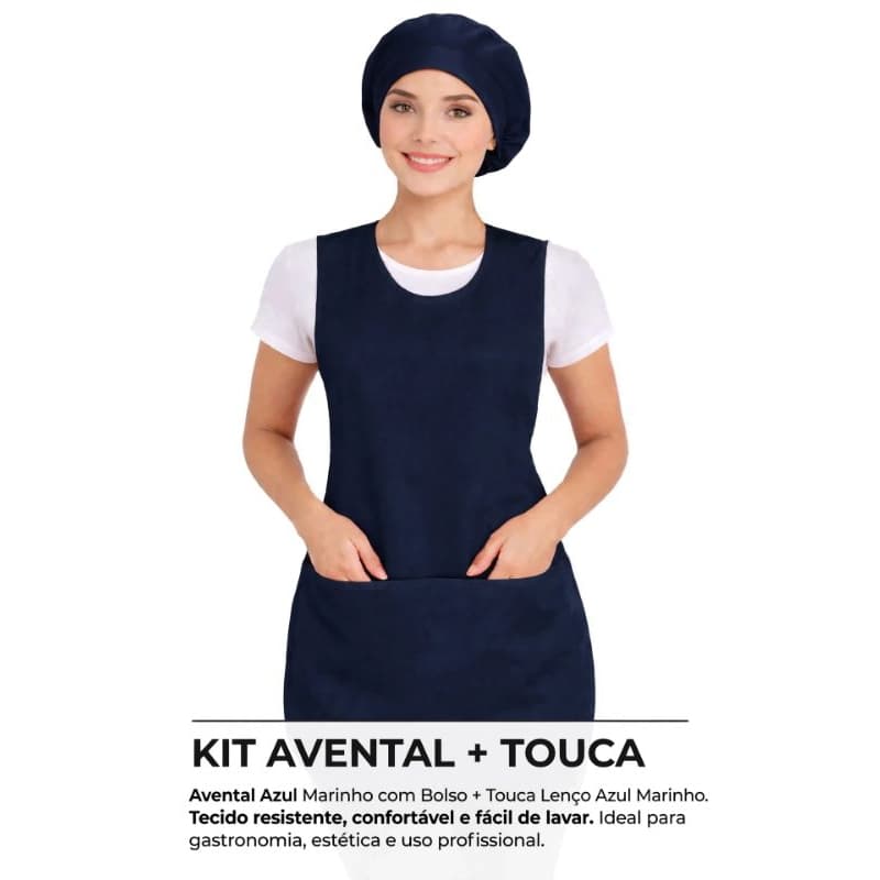 Avental Bata Jaleco + Touca Gorro Lenço Touquinha Kit cozinha profissional multiuso restaurante chef padaria bar