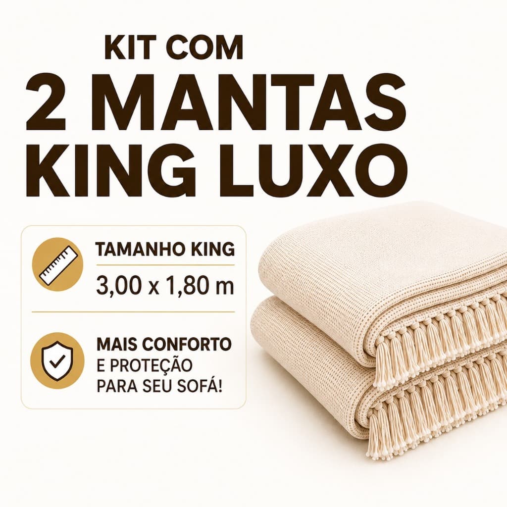 Kit 2 Mantas Para Sofá King Luxo 3x1,80m Protetora Decorativa