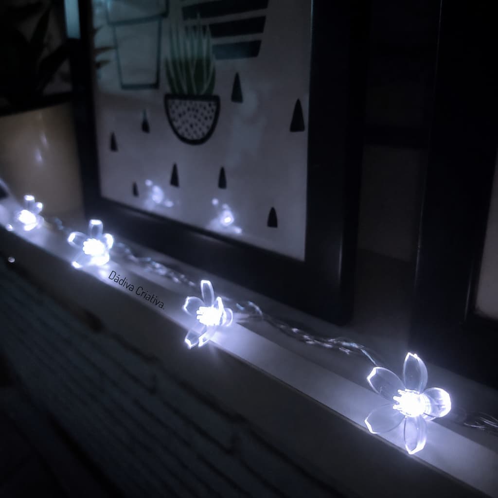 Cordão Varal Luminoso Flor Led  | 2 metros 10 flores