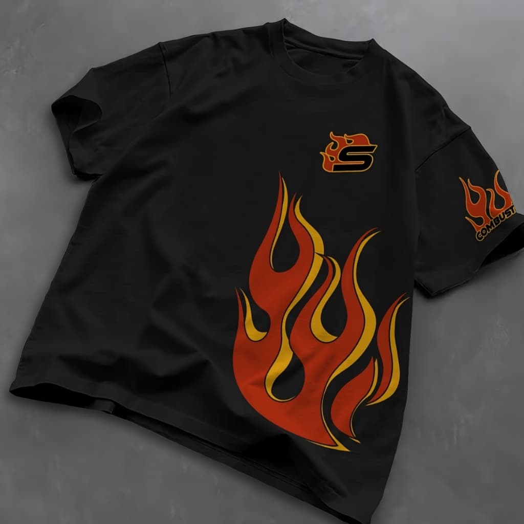 Camiseta Oversized Flame Moda Urbana Confortável 100% Algodão Estiloso Street