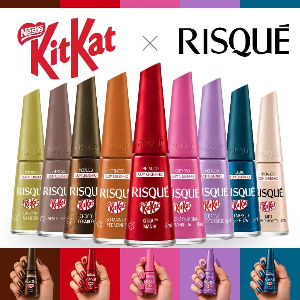 Kit Esmaltes Risqué KitKat Lançamento Esmalte Com Cheirinho De Chocolate Esmalte Atacado Oficial