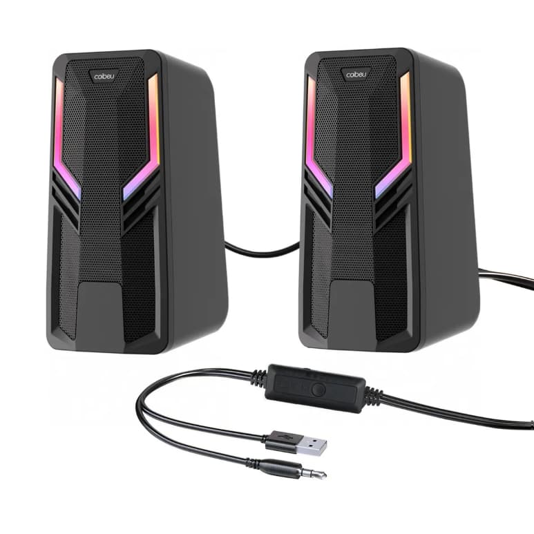 Caixa de Som Alto-falante Gamer Estéreo RGB Controle Touch para PC Notebook Conexão USB e P2