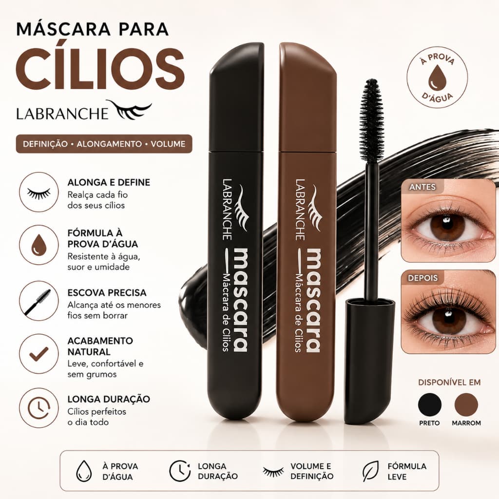 Máscara para Cílios Rímel Labranche À Prova D'Água Efeito Natural Longa Duração Alongamento e Volume