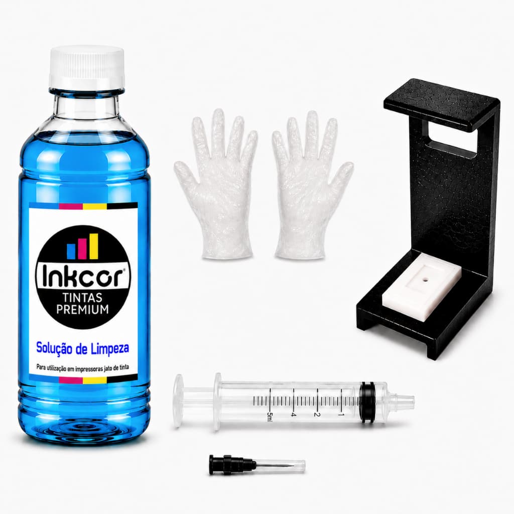 Tira Ar Mangueiras Impressora + Solução Limpeza p/ Cartucho Compativel Impressora HP Canon Ecotank