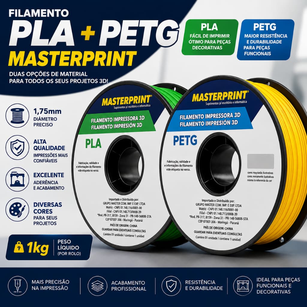 Filamento PETG/PLA Masterprint 1,75mm 1kg para Impressora 3D