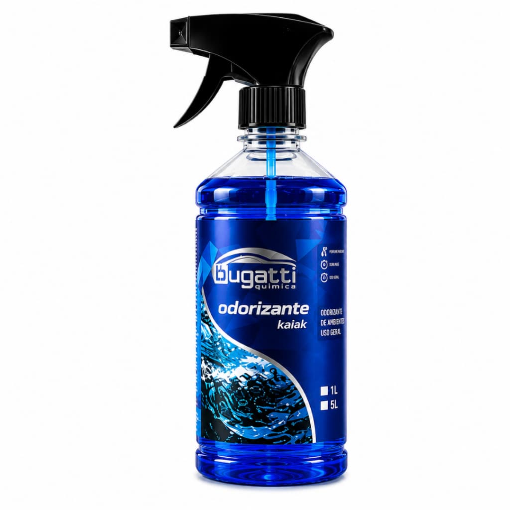 Aromatizador de Ambientes Kaiak 1L Bugatti Química Perfume Premium Spray para Carros Residências e Escritórios
