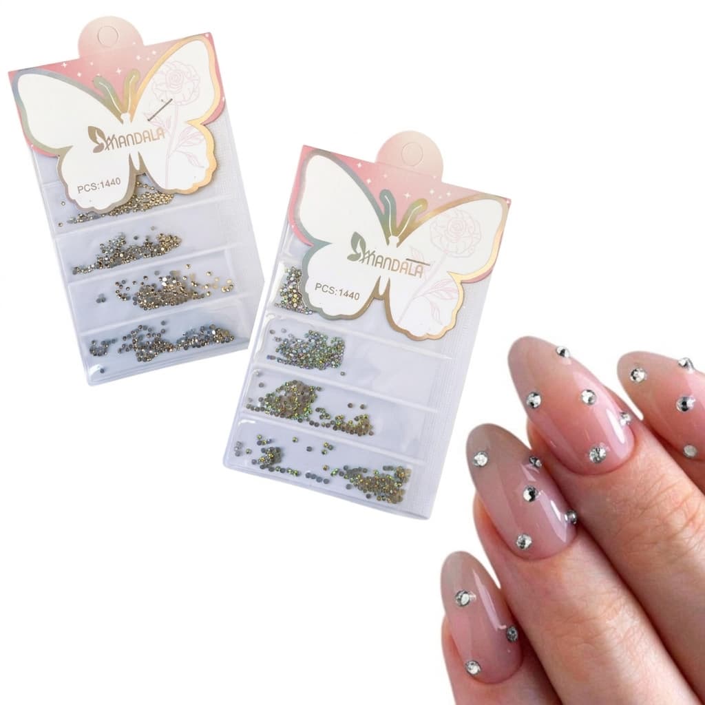 Strass para Unhas Mandala Cristais para Decoração Nail Art | Prata ou Furta-Cor