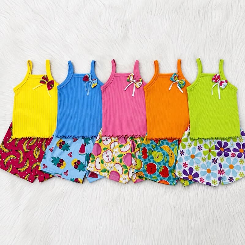 NOVO Kit com 5 Conjuntos Top Alça Verão Infantil Menina