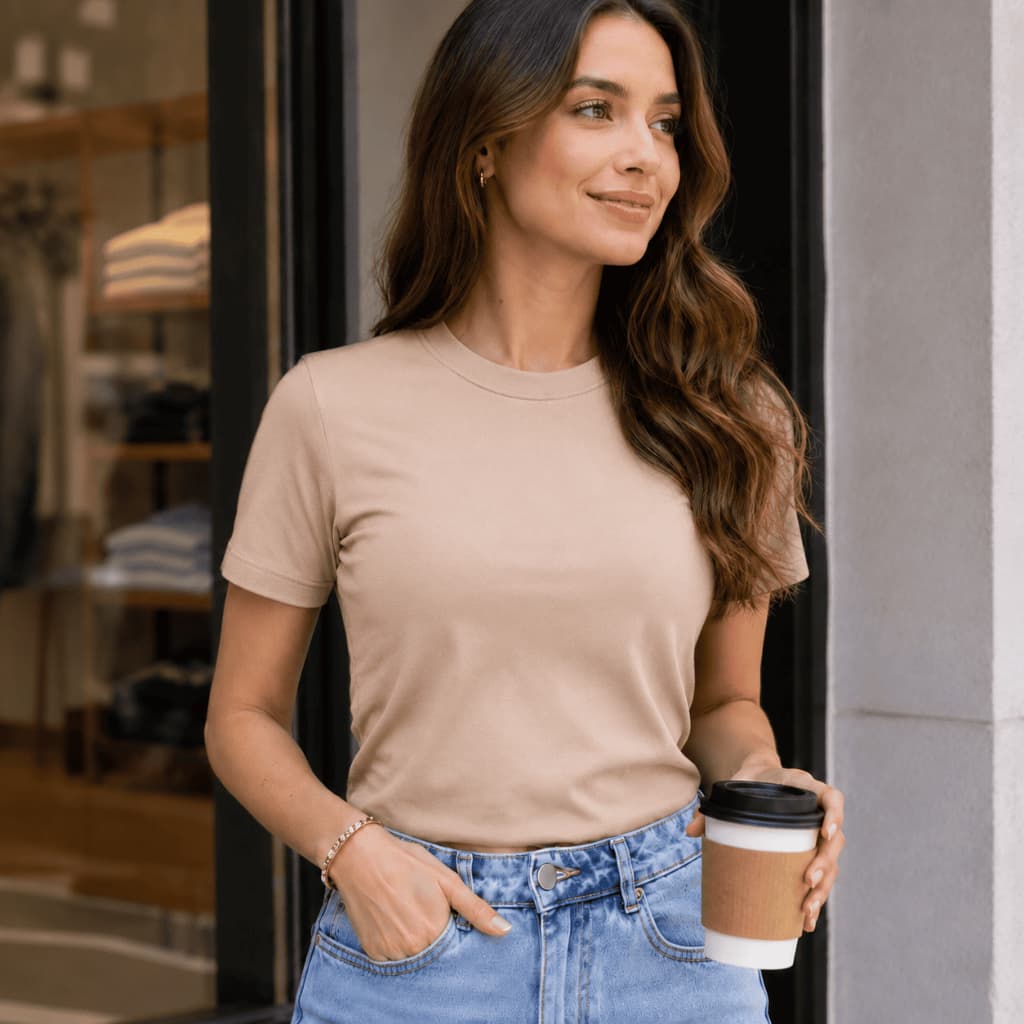 Blusa Feminina Manga Curta Baby Tee Tecido Suplex Lisa Básica Causal Versátil
