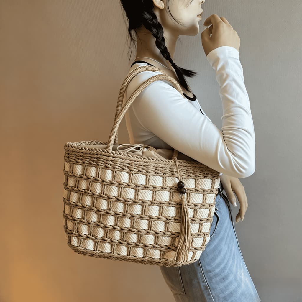 Bolsa de palha grande capacidade para férias casuais praia portátil nova moda bolsa de ombro tecida bolsa de palha praia
