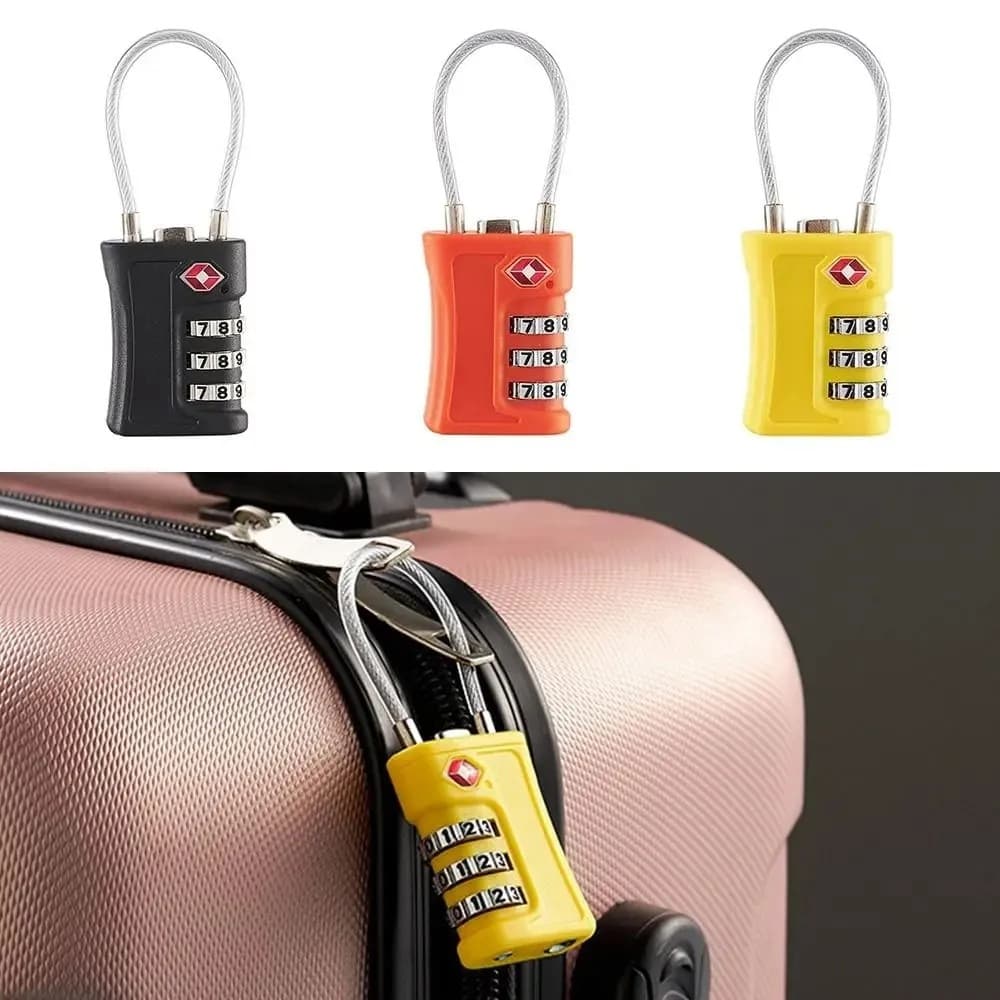 Cadeado TSA com senha 3 dígitos | Para Mala de Viagem, Bolsa, Mochila e Academia