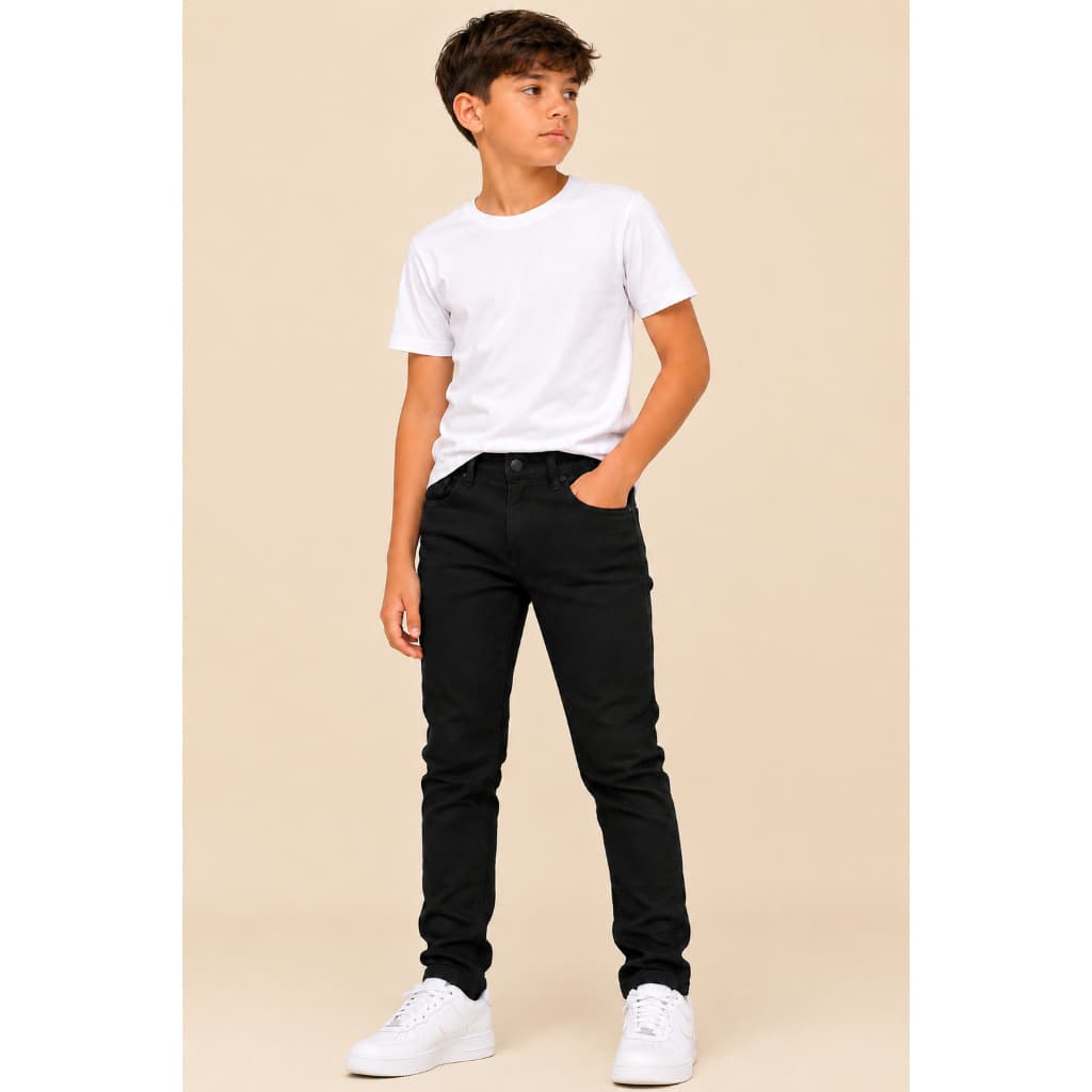 Calça Preta Jeans Infanto Juvenil Com Bolsos no Tamanho 10 ao 16