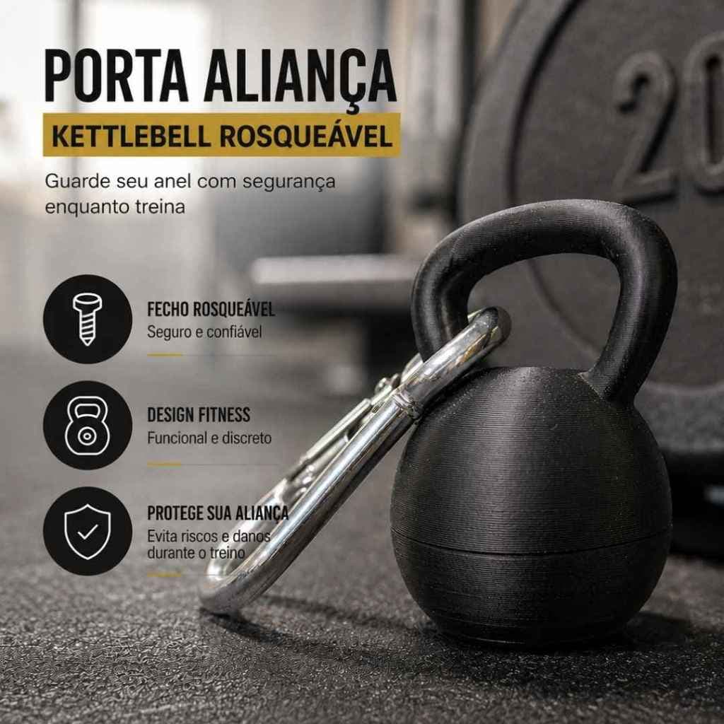Chaveiro Mosquetão Porta aliança/anel rosqueável