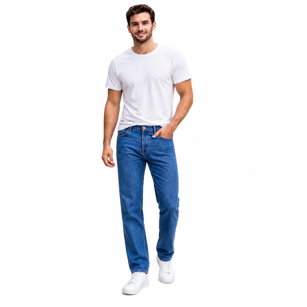 Kit Com 03 Calças Jeans Masculinas Modelo Premium Corte Reto Tradicional Para Trabalho/Passeio