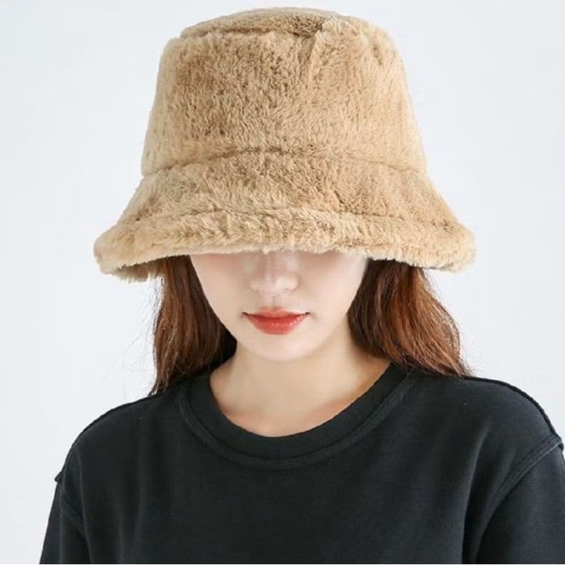 chapéu balde pelúcia bucket hat moda outono inverno