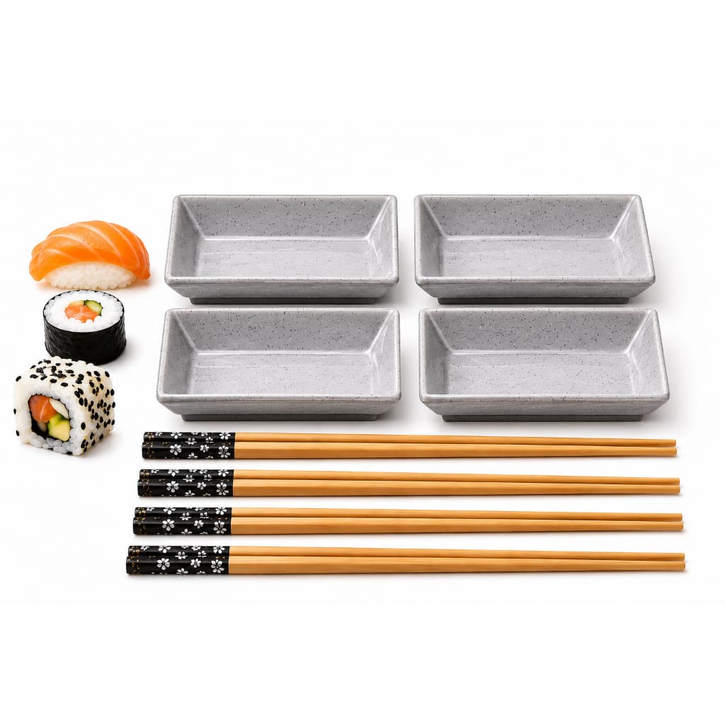 LYOR -  Kit Japonês - 4 hashis e 4 potes de shoyu e molho
