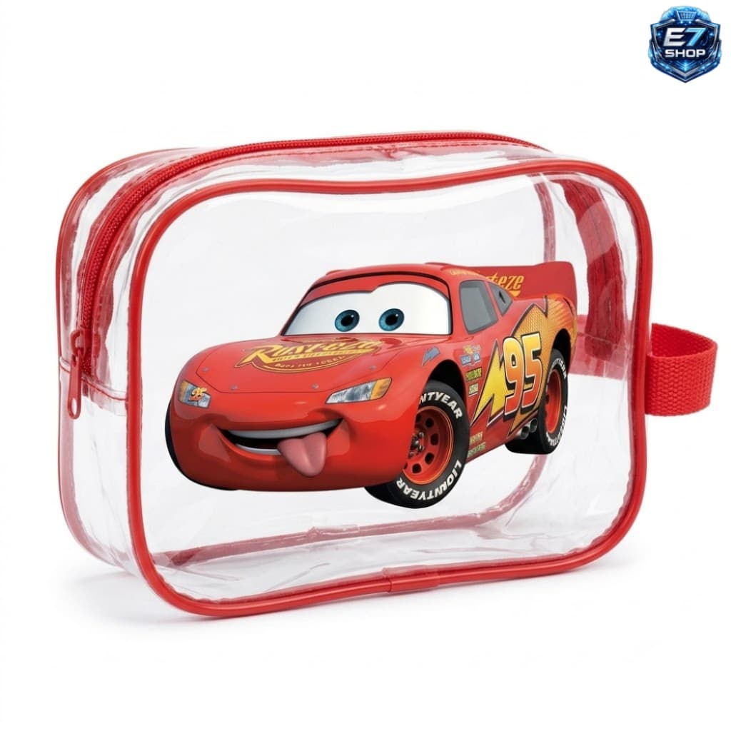 Bolsa Necessaire Transparente Carros Organizadora Impermeável para Higiene Infantil