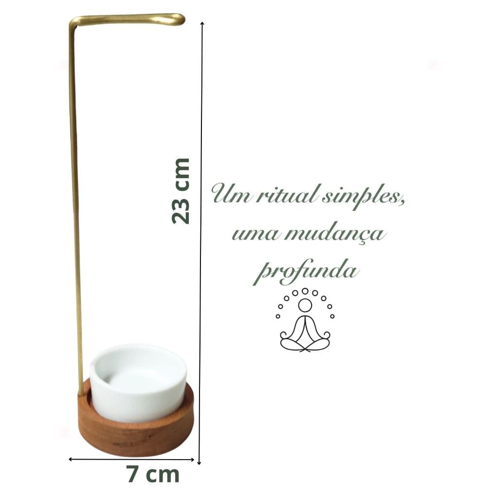 Porta Incenso Premium Invertido Porcelana 1CX Incenso Incensário Queimador Madeira Maciça Red LUXO