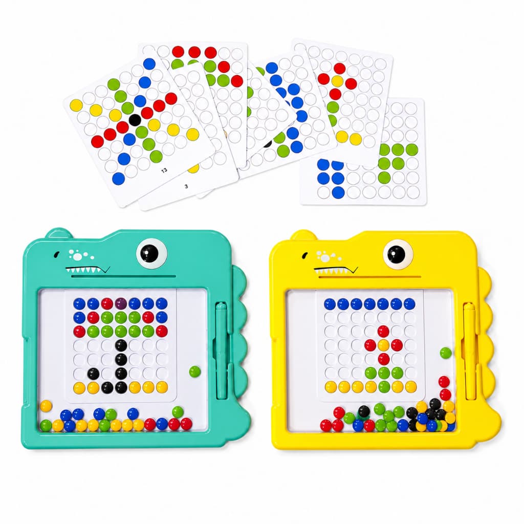 Lousa Magnética Dino Brinquedo Educativo Infantil com Bolinhas Magnéticas e Caneta