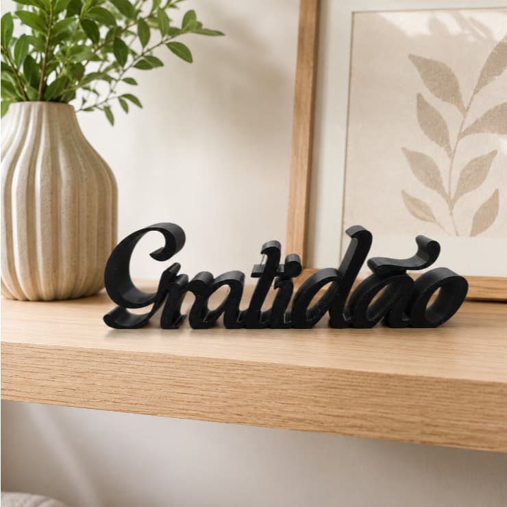 Palavra Gratidão Impressão 3D Decoração Moderna