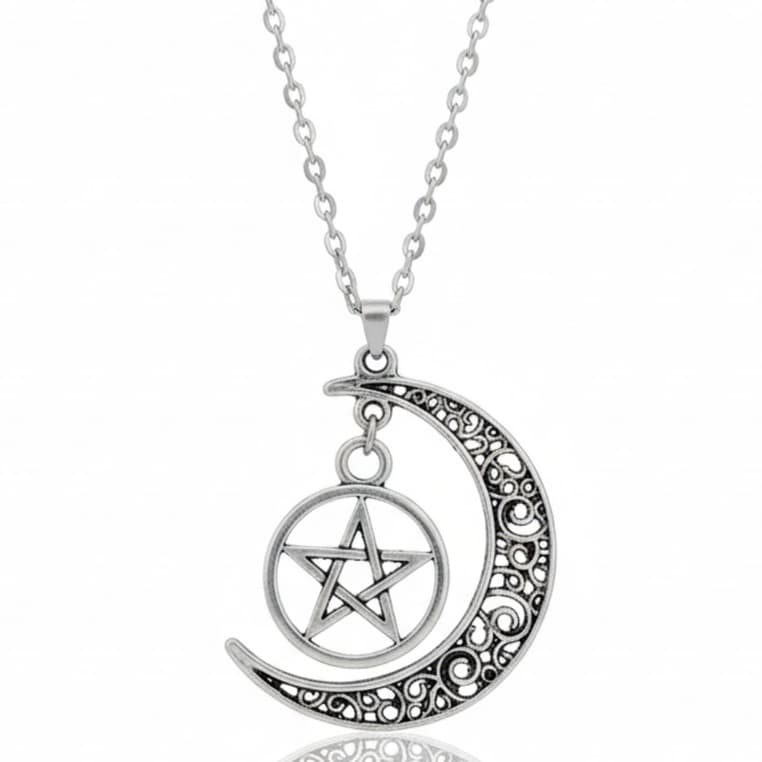 Colar Lua e Pentagrama Amuleto Proteção Espiritual Místico Esotérico