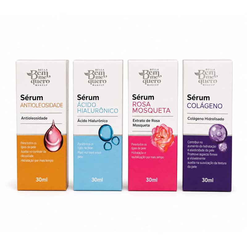 Sérum Facial Bella Bem Me Quero 30ml – Ácido Hialurônico, Rosa Mosqueta, Colágeno e Antioleosidade