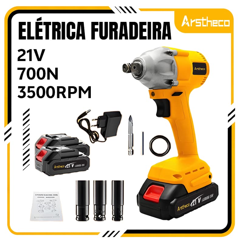 Chave De Impacto Escovada Sem Fio 21V Furadeira Elétrica De Alto Torque 250N Equipada Com Manga