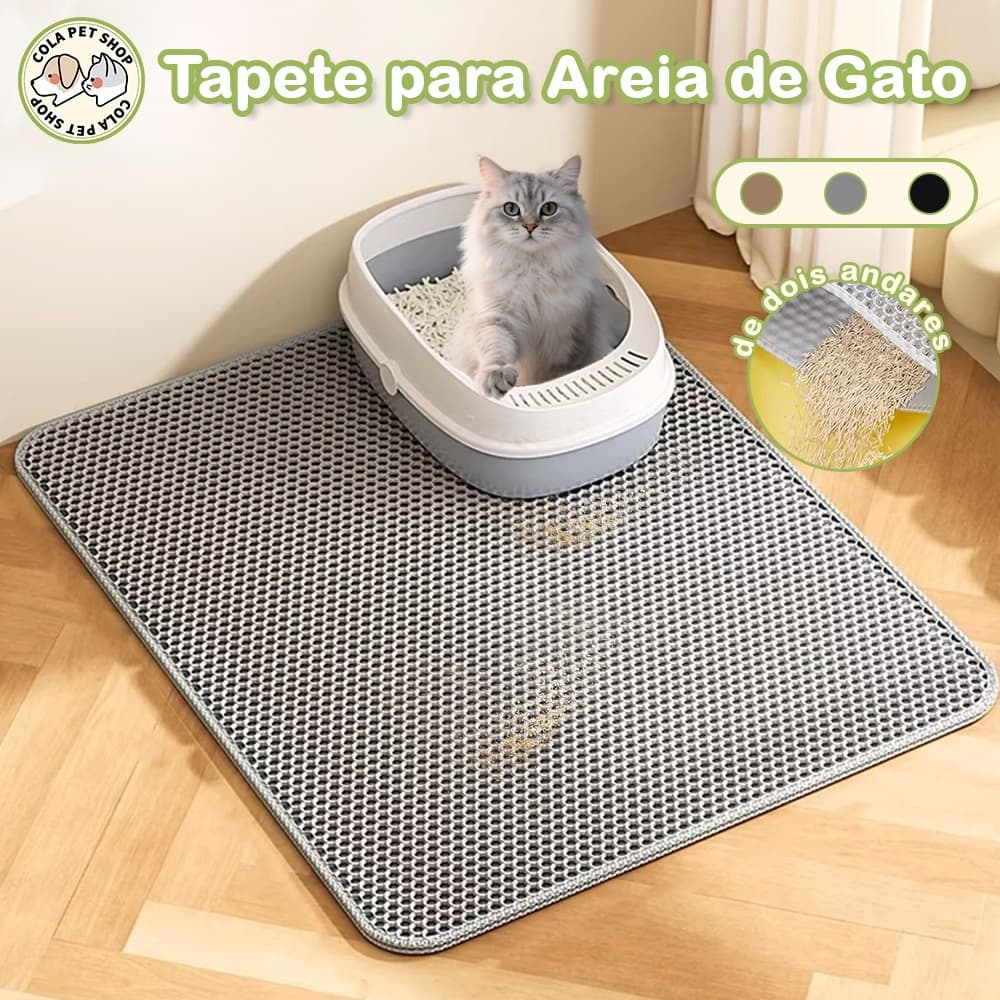 Tapete higiênico para gatos, coletor de areia em EVA de dupla camada, modelo colmeia, lavável e impermeável