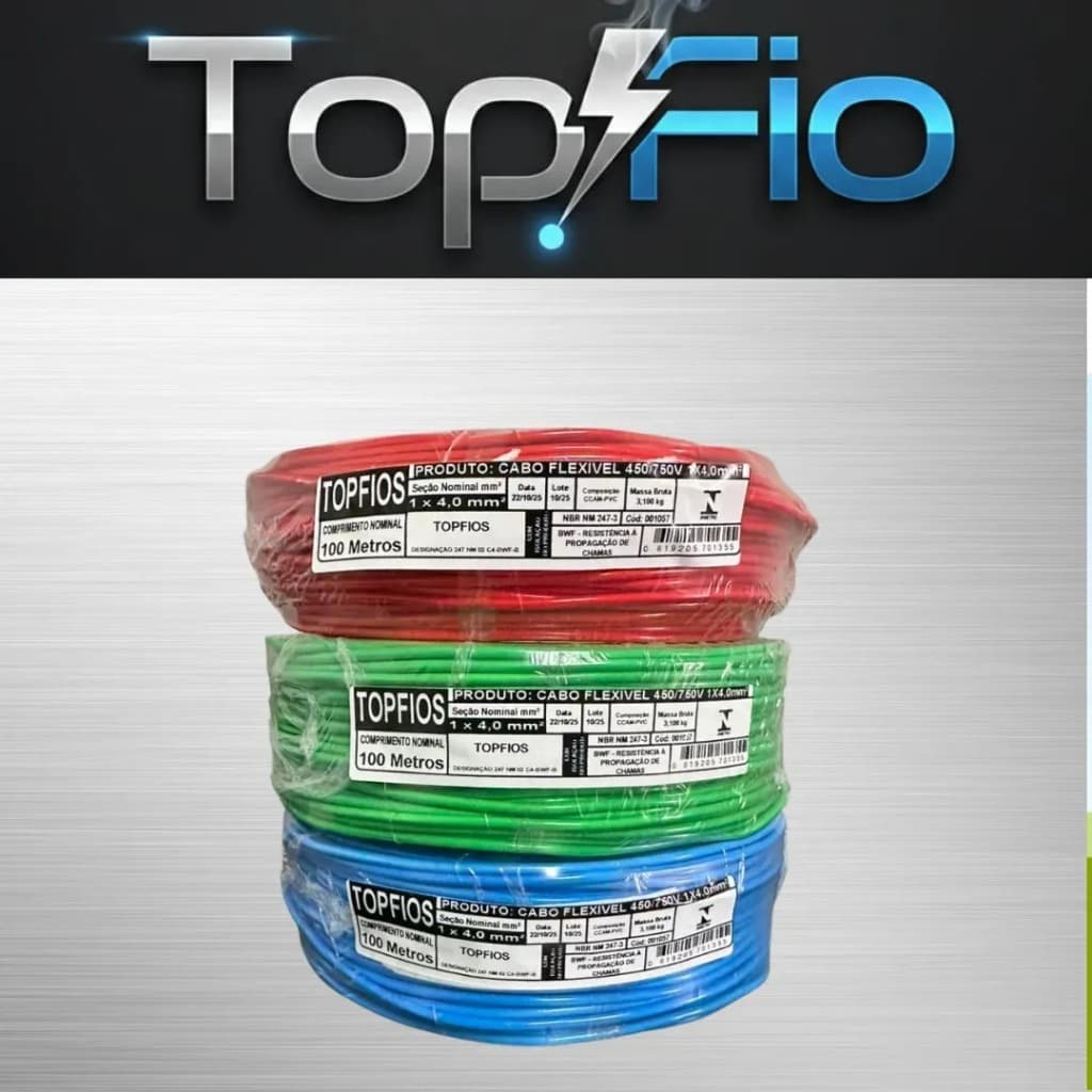 Cabo Flexível 4mm² Rolo 50 Metros Fio Elétrico Ar Condicionado e Chuveiro 750v