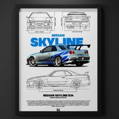 Quadro Decorativo Nissan Skyline R34 Velozes e furiosos